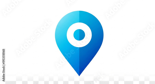 Blue Location Pin Icon with Target Center for Navigation.