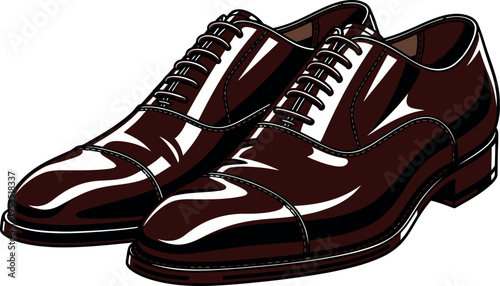 Polished brown leather oxford dress shoes, classic formal footwear fashion style retail marketing