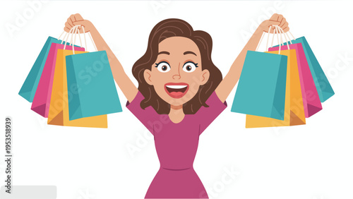 young woman with shopping bags