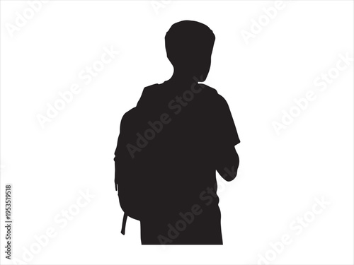 Man walking with backpack, Silhouette of student with backpack, education vector illustration