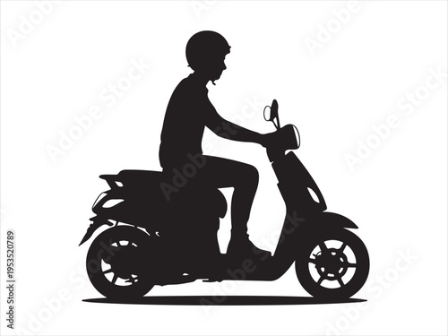
Delivery Rider scooter Silhouette Fast Food Courier Service Concept Illustration