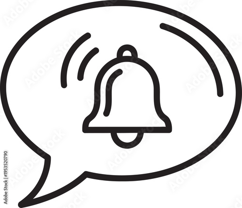 Speech bubble icon featuring a bell symbolizing notification or alert