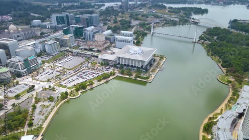 Aerial view of Tuanku Sultan Mizan Zainal Abidin Mosque, Putrajaya, Malaysia. Also known as Masjid Besi.