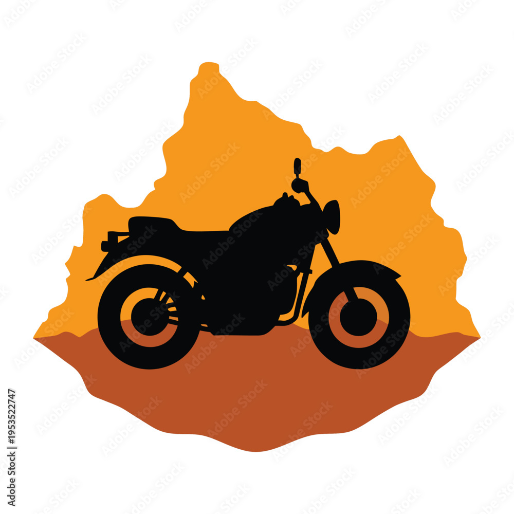 Fototapeta premium Rugged Terrain Motorcycle Silhouette Vector Illustration