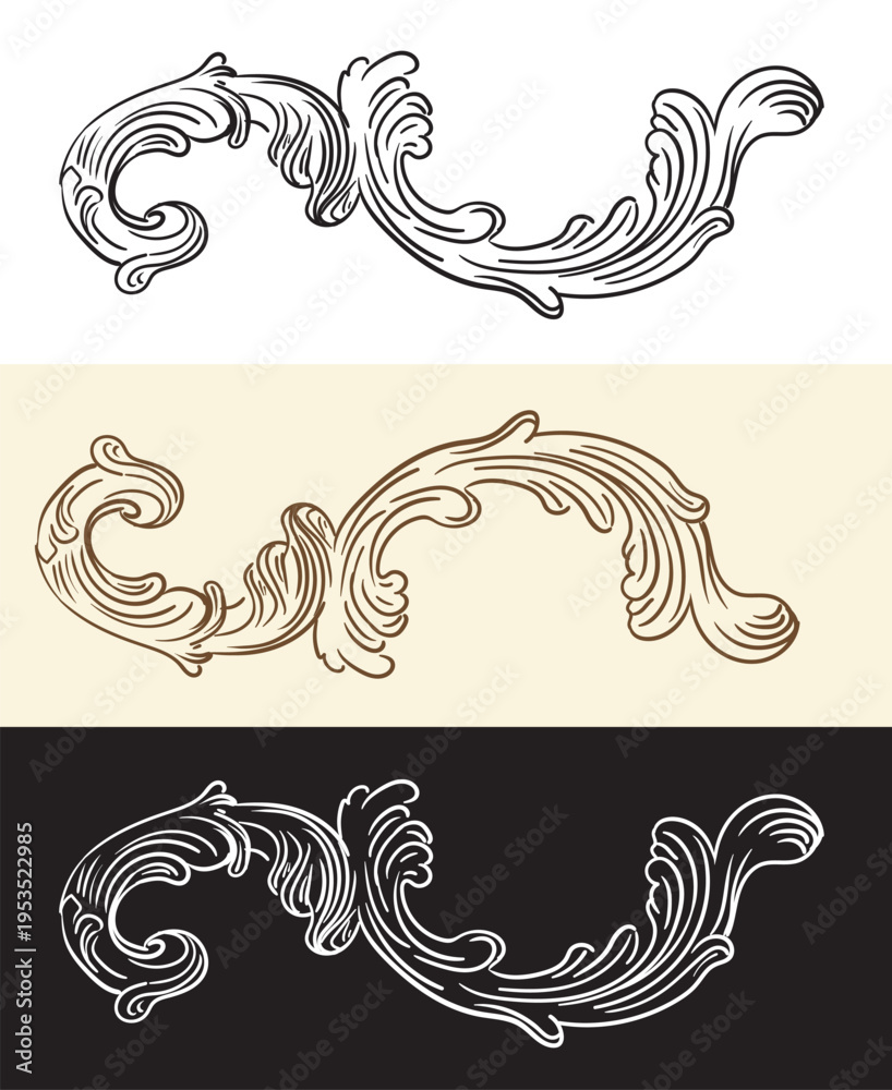 Fototapeta premium Calligraphy set of ornate swirl design elements vector illustration
