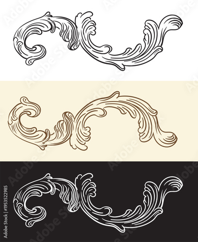 Calligraphy set of ornate swirl design elements vector illustration