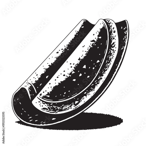 Black Masala Dosa Silhouette Vector, High Quality Illustration on White Background