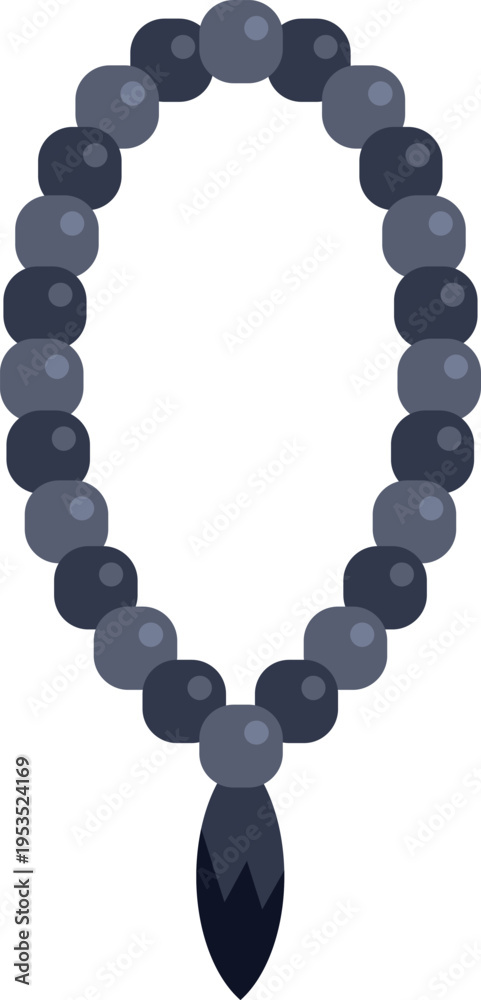 Obraz premium Grey prayer beads with a tassel, representing spirituality and meditation