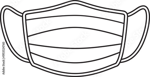 A simple line drawing of a disposable surgical face mask with pleats and ear loops