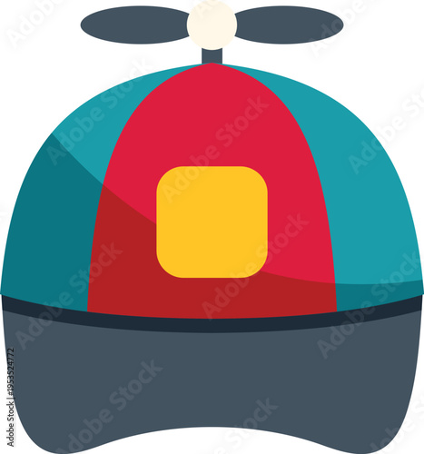 Colorful propeller hat representing playful childhood with spinning toy