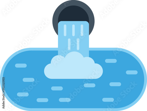 Drainage pipe releasing effluent creating foam in liquid