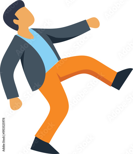 Man stumbling forward, losing balance and falling down