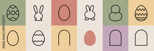 Minimalist pastel Easter branding elements – Great for elegant event invitations, clean editorial layouts, or boutique retail signage.