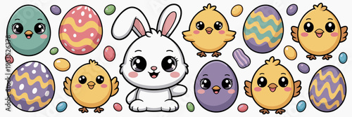 Chibi Easter candy and character set – Great for candy shop promotions, bakery social media, or youth-oriented branding.