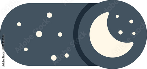 Night mode user interface icon depicting a moon and stars on a dark background