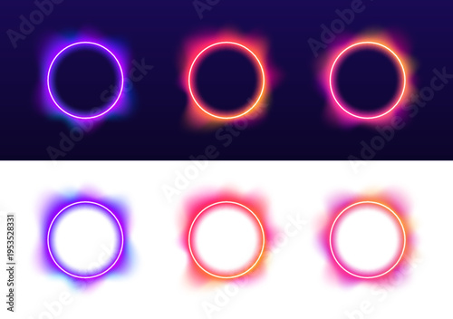 Neon glowing halo with smooth gradient, luminous edges and circular light flow vector