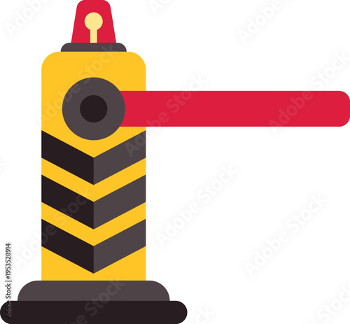 Automated boom barrier closing road access controlling traffic and security