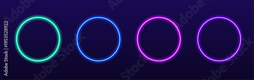 Bright neon halo with smooth gradient, glowing edges and soft circular light vector