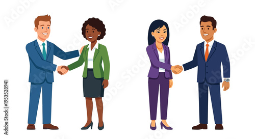 Diverse group of business professionals shaking hands in a friendly manner