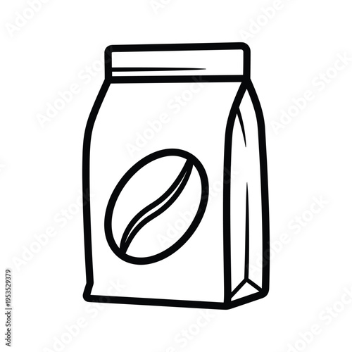 Coffee bean in packaging icon, minimalist outline illustration
