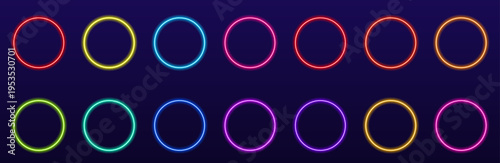 Fotografi Neon glowing halo with smooth gradient, luminous highlights and circular motion