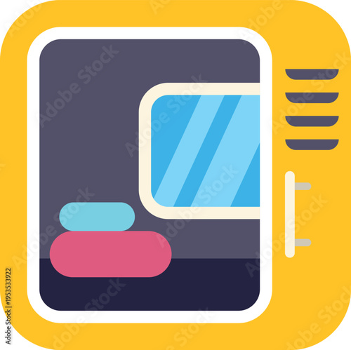 Yellow locker with blue and red belongings inside a school changing room