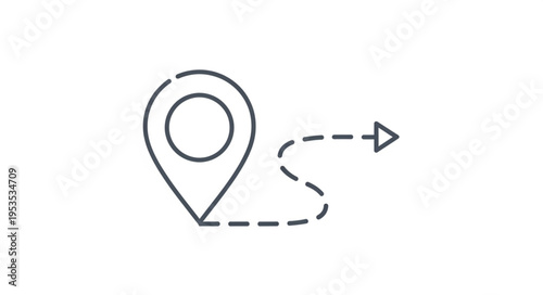 Location Pin with Dotted Path - Navigation and Directional Guidance.