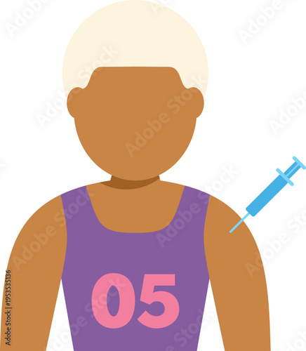 Athlete wearing a jersey receiving a syringe injection in the arm