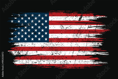 Grunge American Flag Brush Stroke Patriotic USA Illustration