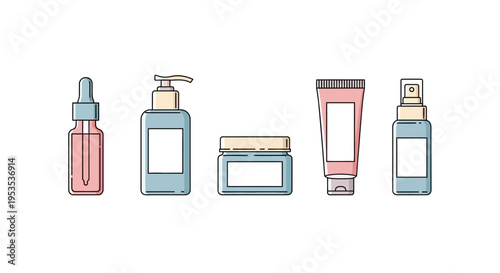 Cosmetic Bottles and Containers Illustration Set.