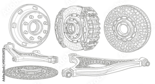 Car Brake System Components Closeup.