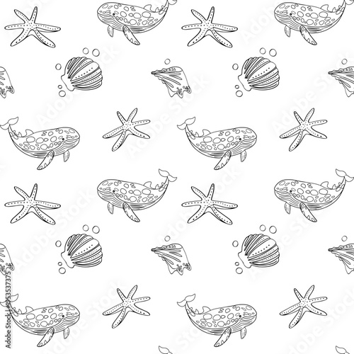 Forest pattern with mushrooms and autumn leaves