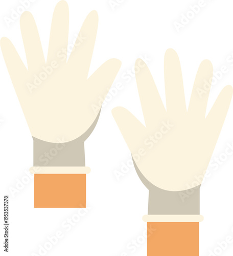 Illustration of a pair of protective rubber gloves used for hygiene, cleaning, or medical needs