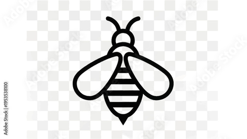 Black and White Bee Illustration Design.
