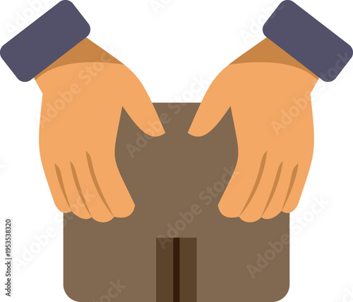 Two hands gently holding a cardboard box symbolizing delivery and care