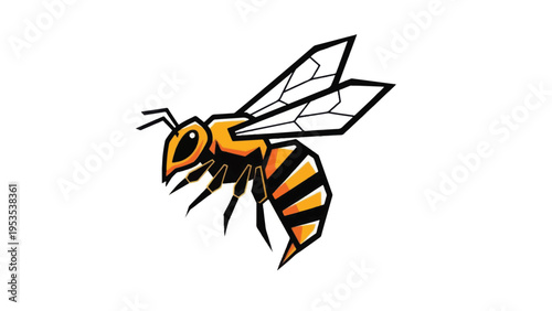 Yellow and Black Striped Bee Illustration.