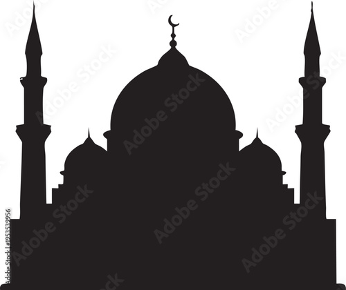 A majestic Turkish landmark, this Istanbul mosque features traditional Islamic architecture with a grand dome and towering minarets against a dark night sky during the holy month of Ramadan