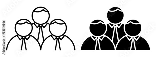 Linear icon. Office staff team white collar work team. Simple black and white vector symbol isolated on white background