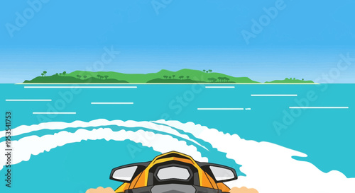 Jet Ski Ride to Tropical Island Paradise: Ocean Adventure and Summer Fun