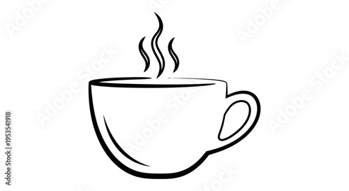 Minimalist Coffee Cup Illustration with Steam