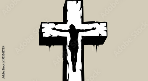 Silhouette of Jesus Christ on the cross.