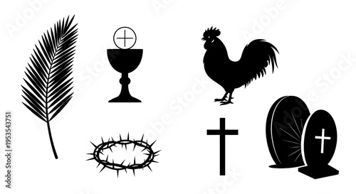 Easter and Holy Week Christian Symbols Collection.