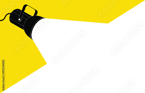 Spotlight shining brightly on a yellow background