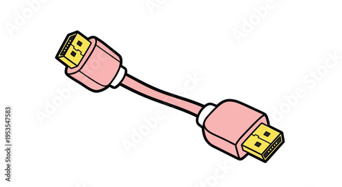Pink digital adapter cable connection concept with stylized usb type a plugs illustration