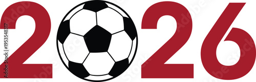 Football 2026 typography design, soccer ball zero number concept, championship branding vector, sports event logo, modern minimal football illustration, tournament identity graphic