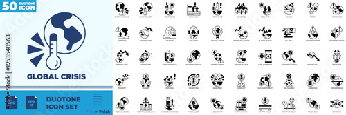 Global Crisis Duotone Editable Icons set