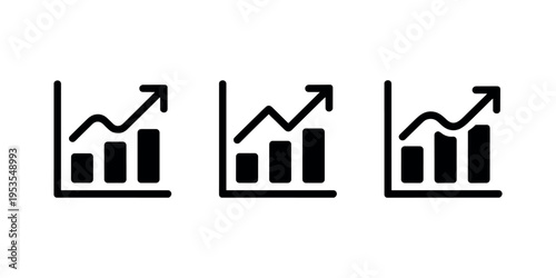 Black and white of bar graphs with arrows business in white background.