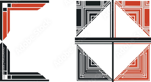 Geometric abstract compositions bold lines and color blocks