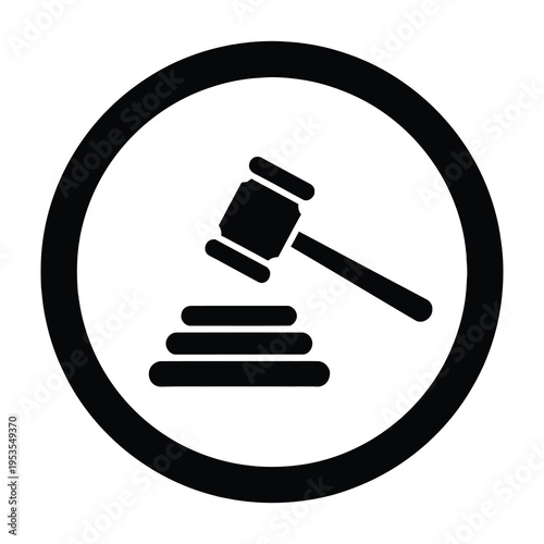 Minimalist judge gavel icon symbolizing legal authority and decision making