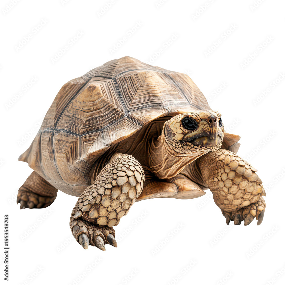 Obraz premium Turtle moving on a flat surface inside a studio setting during daytime with natural light